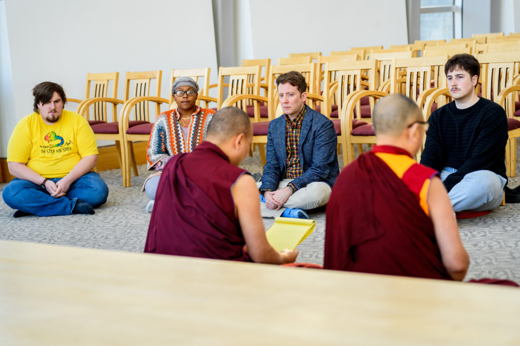 Students meditating