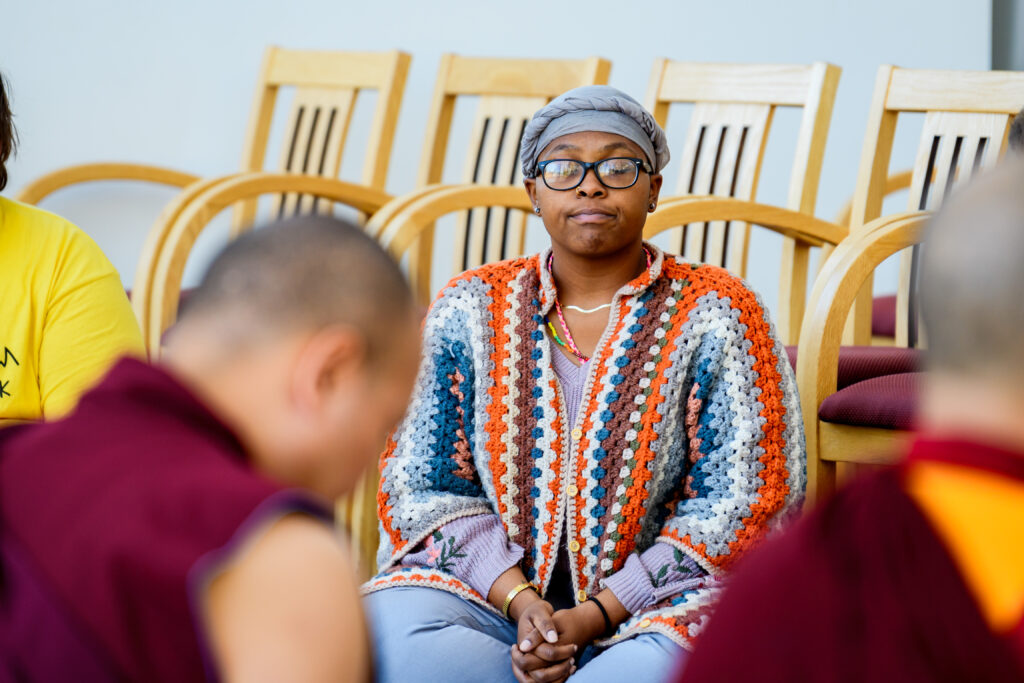 Student meditating