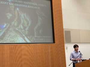 Mizuki Takahashi speaking at Lorain County Community College