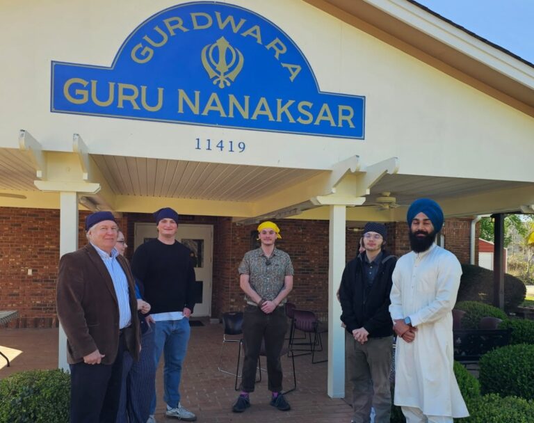 Coastal Carolina University students and their faculty mentor in Chapin, South Carolina as part of the project, Partnering with the South Carolina Sikh Community.