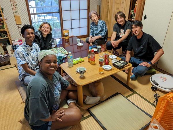 Dinner at Takahashi family's house
(Pictured: Ibrahim Ware, Tseday Robinson, Luna Horsley)
