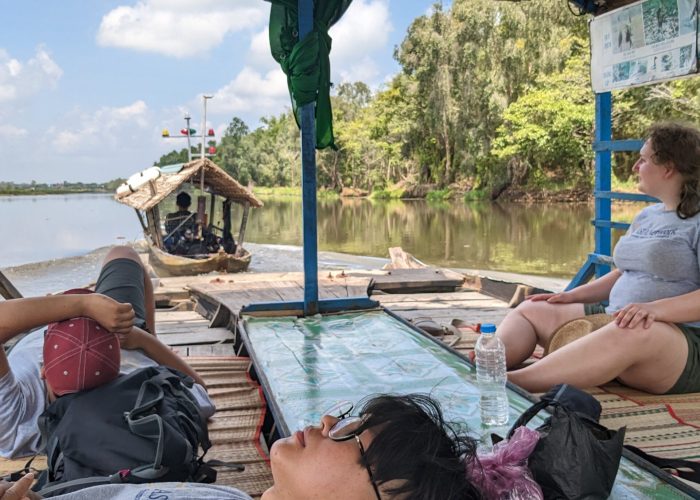 Students rest on their return journey from field observations in Tram Chim Wildlife Reserve
(Pictured: Joseph Seo, Kelli Thomas)