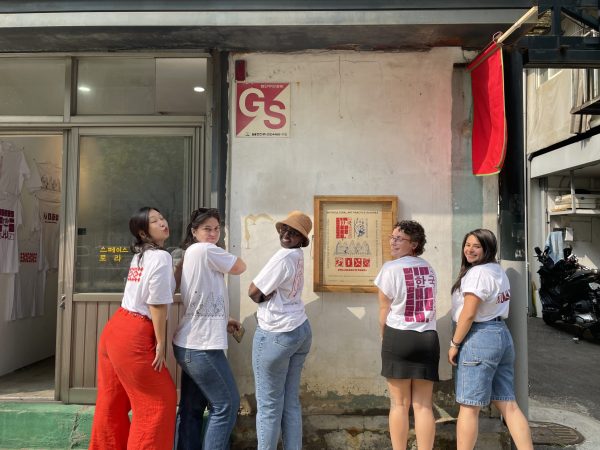 Opening an exhibition with their screen printed t-shirts, Print Art Research Center, Seoul, South Korea.