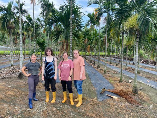 Student fellows working in the fields with local farmers in Taiwan. 

(Pictured: Tara Carrol, Callum Dooley, Mae Craig and Nick Newman)